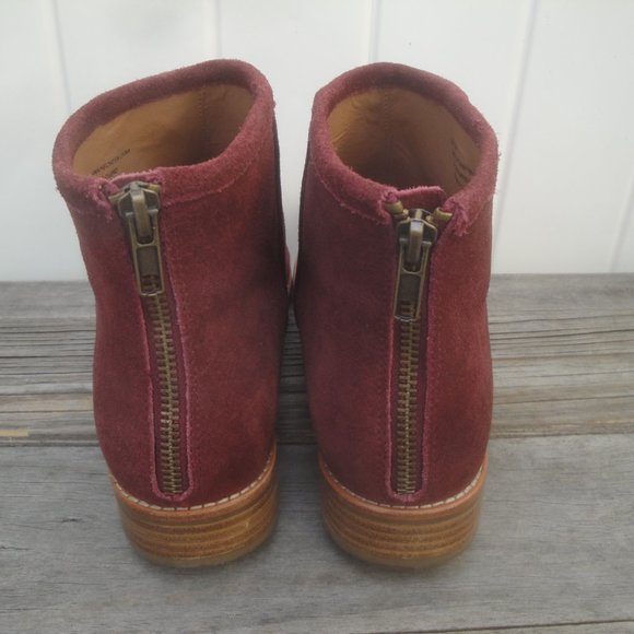 Anthropologie Boots Booties Burgandy RN#66170 Leather Soft Suede Zipper Back 9M - Picture 3 of 6